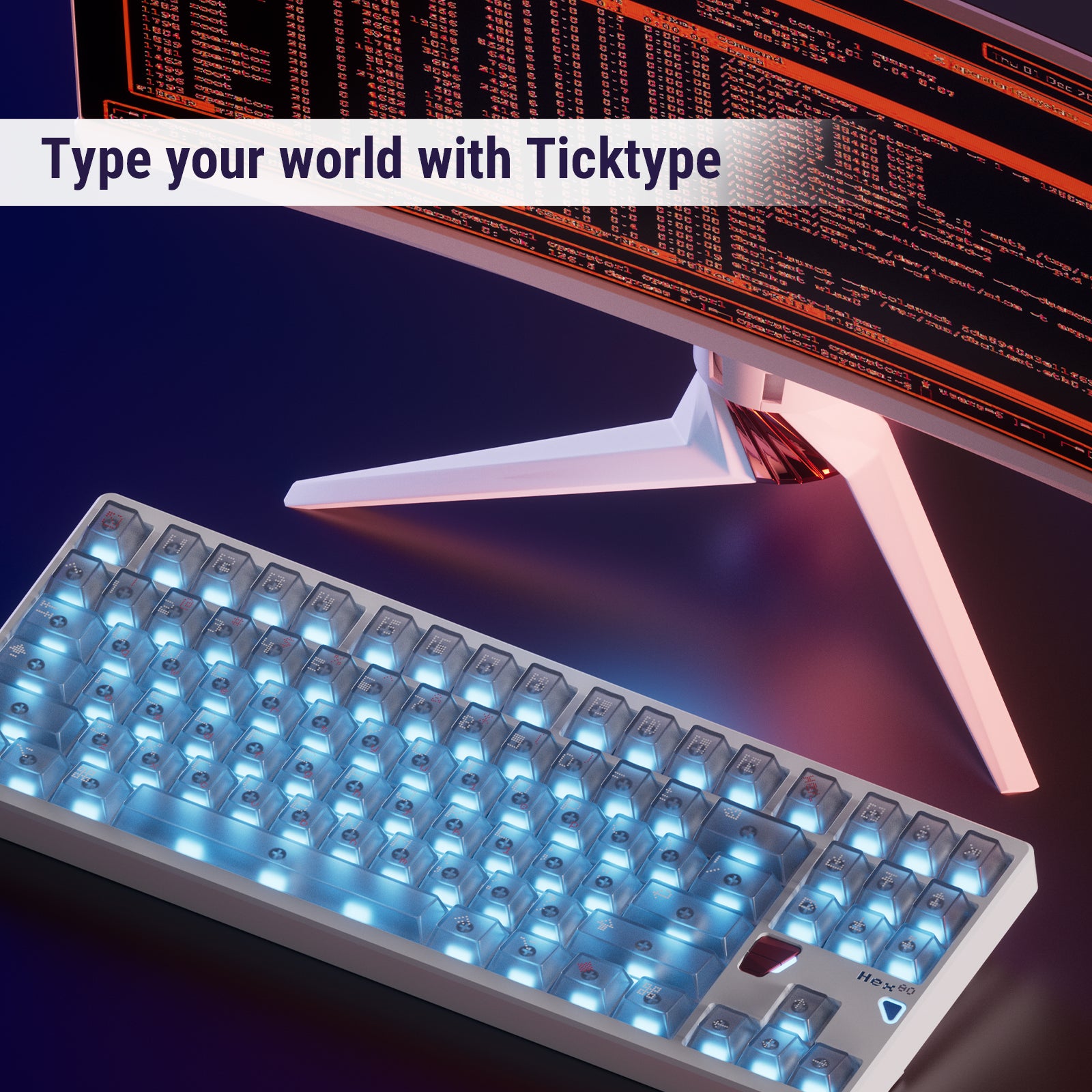 Ticktype Hex80 HE Magnetic Gaming Keyboard, 80% TKL, CNC Aluminum, Hall-Effect Ti Switches, 8 kHz Polling, Rapid Trigger, RGB Backlight (Grey)