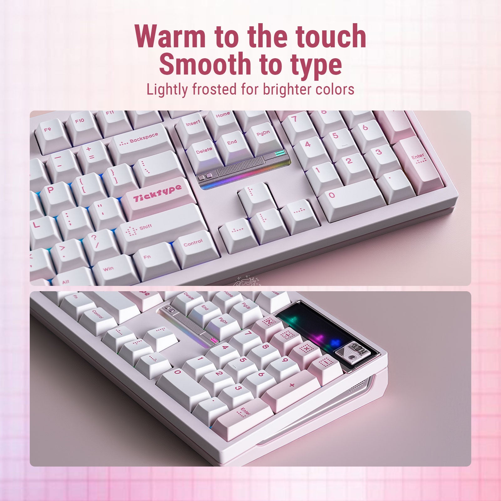 DP 104 Wireless Tri-mode Switch Mechanical Keyboard --Cat Paws Pink & Rye Linear Switches