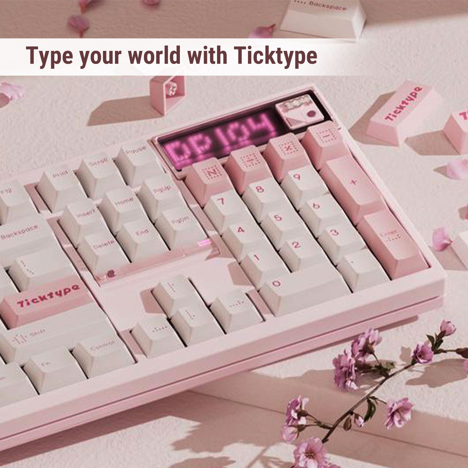 DP 104 Wireless Tri-mode Switch Mechanical Keyboard --Cat Paws Pink & Rye Linear Switches